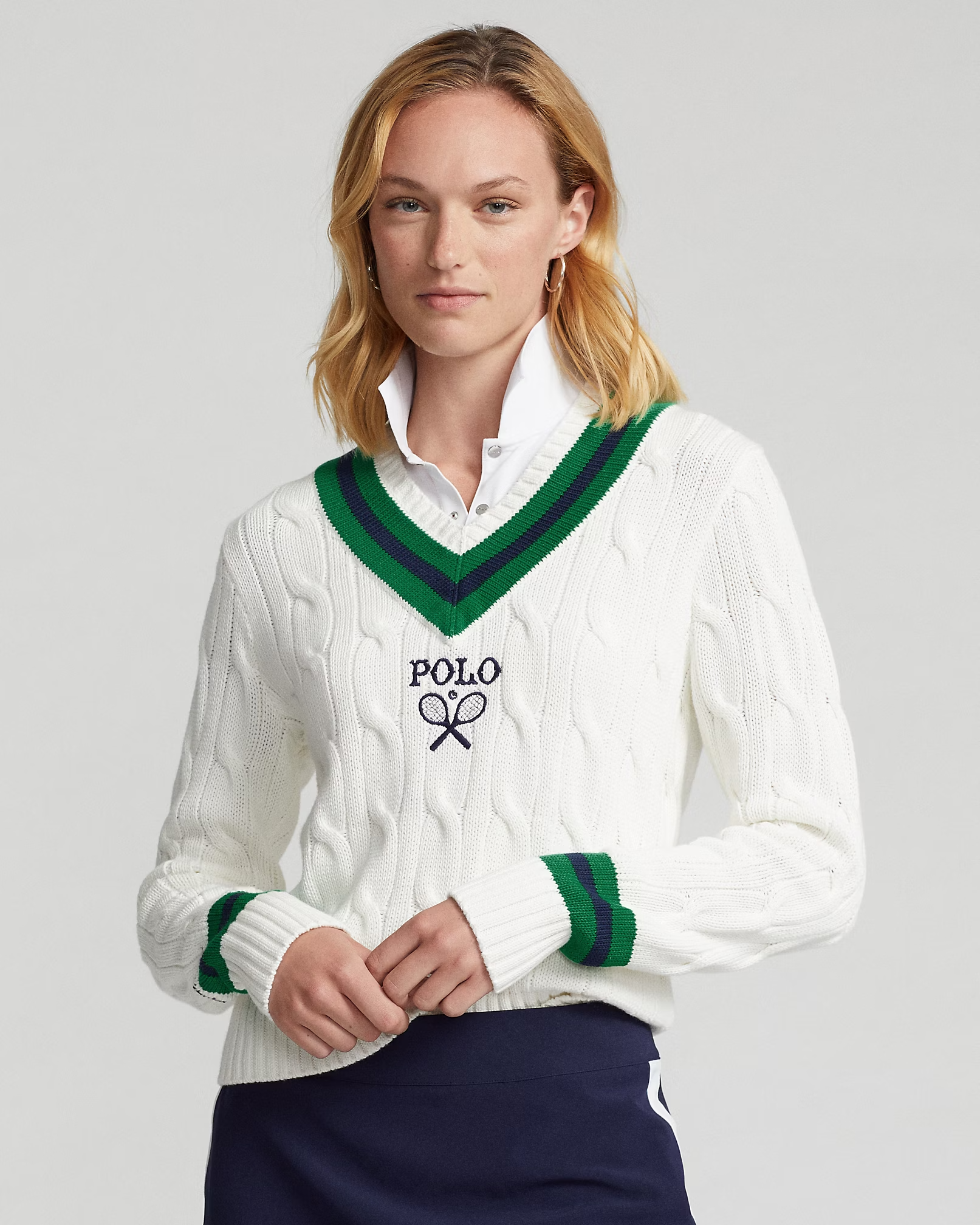 Pull en Coton Câblé Wimbledon Cricket